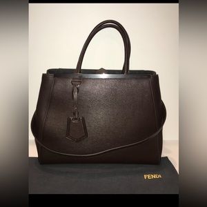 Fendi 2Jours Two-Way Handbag in Caffe Noir Leather